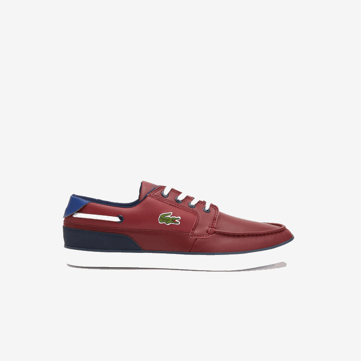 Lacoste Bayliss Deck Synthetic Color Contrast Boat Shoes 646T1784 Burgundy White 2H2 Men