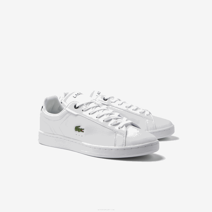 Lacoste Carnaby Pro BL Leather Tonal Sneakers 646T1743 White & Navy 042 Men