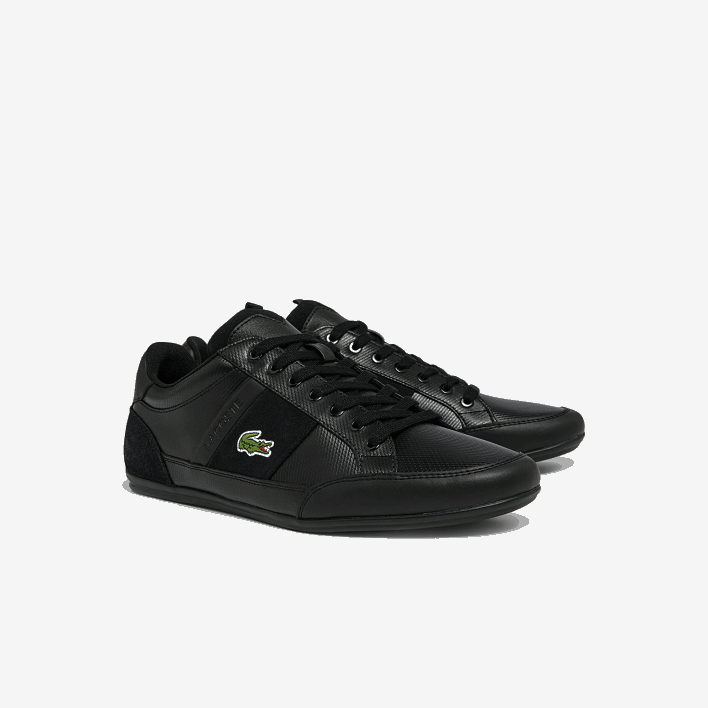 Lacoste Chaymon BL Leather and Synthetic Tonal Sneakers 646T1807 Black 02H Men