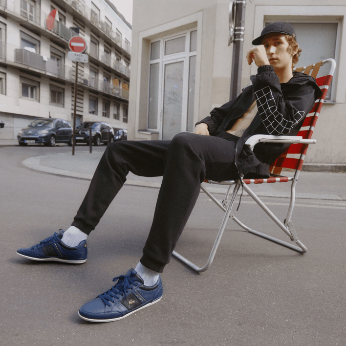 Lacoste Chaymon Leather and Carbon Fiber Sneakers 646T1769 Navy NB0 Men