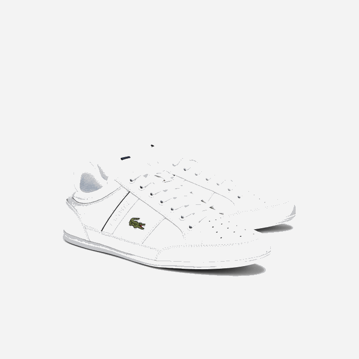 Lacoste Chaymon Leather and Synthetic Sneakers 646T1713 White & Navy 042 Men