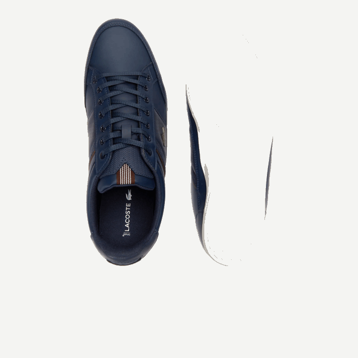 Lacoste Chaymon Leather and Synthetic Trainers 646T1714 Navy Dark Brown 2E6 Men