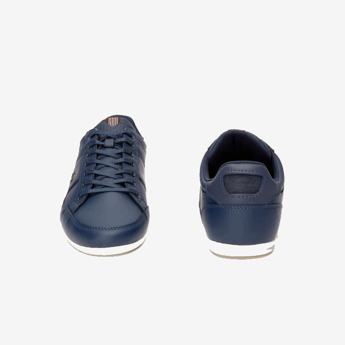 Lacoste Chaymon Leather and Synthetic Trainers 646T1714 Navy Dark Brown 2E6 Men