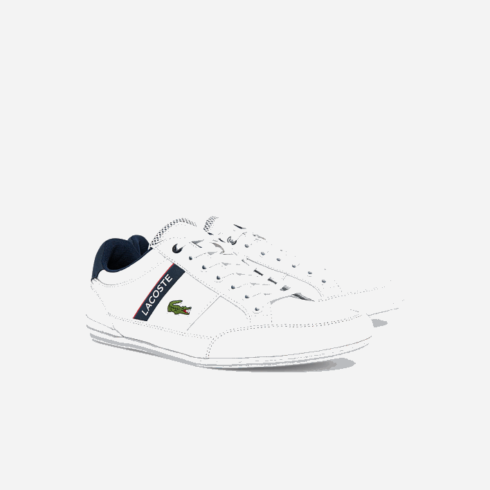 Lacoste Chaymon Textile and Synthetic Sneakers 646T1791 White/Navy & Red 407 Men