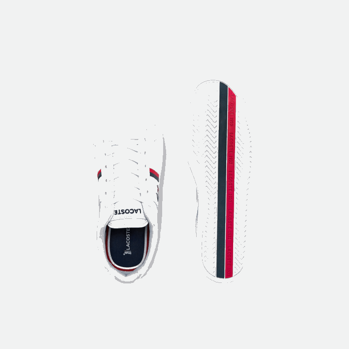 Lacoste Europa Tricolore Leather and Synthetic Sneakers 646T1876 White/Navy & Red 407 Men