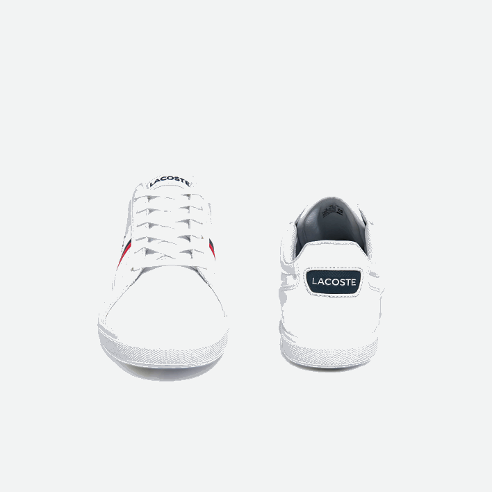 Lacoste Europa Tricolore Leather and Synthetic Sneakers 646T1876 White/Navy & Red 407 Men