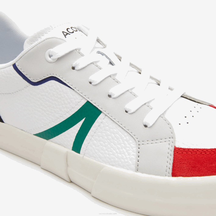 Lacoste L004 Leather Color-Pop Sneakers 646T1890 White & Red 286 Men