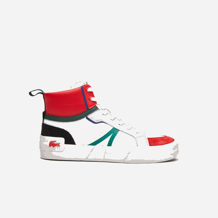 Lacoste L004 Mid Leather Sneakers 646T1794 White & Red 286 Men