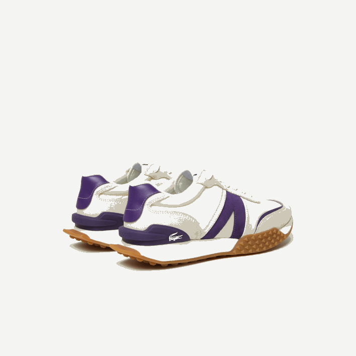 Lacoste L-Spin Deluxe Leather Color Contrast Sneakers 646T1789 Off White & Purple AJA Men
