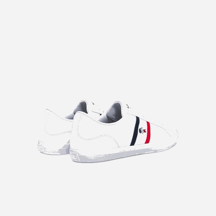 Lacoste Lerond Tricolore Leather and Synthetic Sneakers 646T1914 White/Navy & Red 407 Men