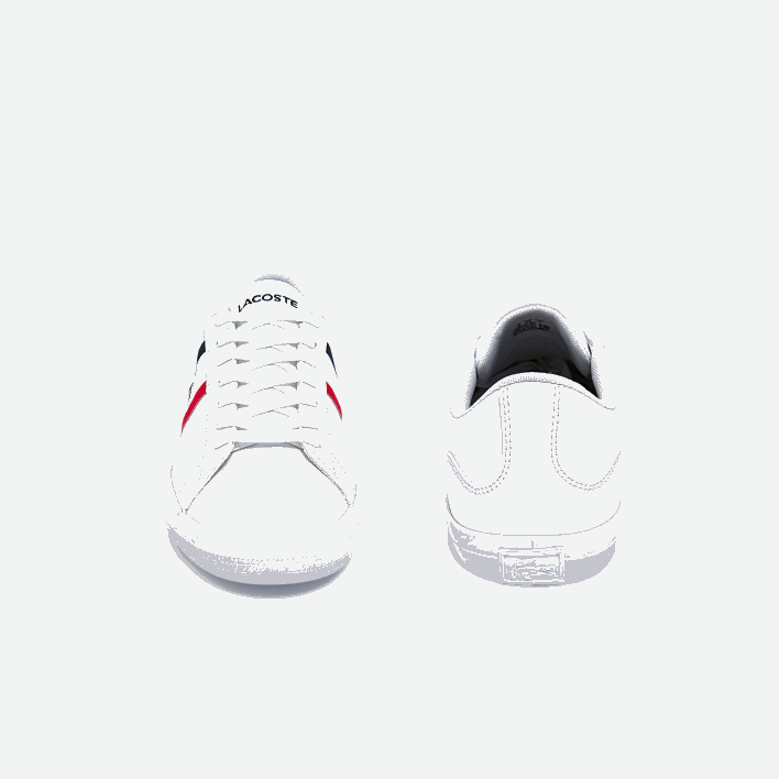 Lacoste Lerond Tricolore Leather and Synthetic Sneakers 646T1914 White/Navy & Red 407 Men