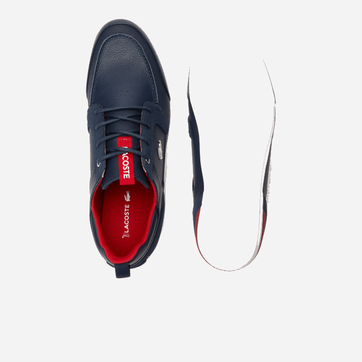 Lacoste Marina Leather Boat Shoes 646T1722 Navy Blue & Rouge 144 Men