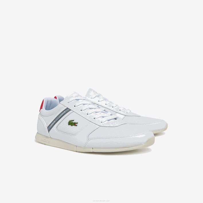 Lacoste Menerva Sport Textile and Leather Accent Sneakers 646T1704 White & Red 286 Men