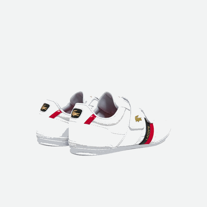 Lacoste Misano Strap Leather and Synthetic Sneakers 646T1878 White & Red 286 Men