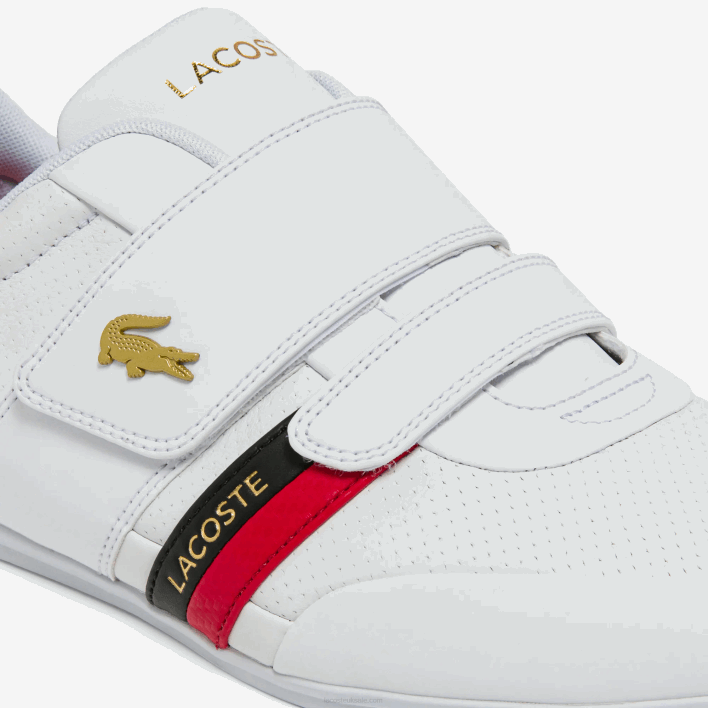 Lacoste Misano Strap Leather and Synthetic Sneakers 646T1878 White & Red 286 Men