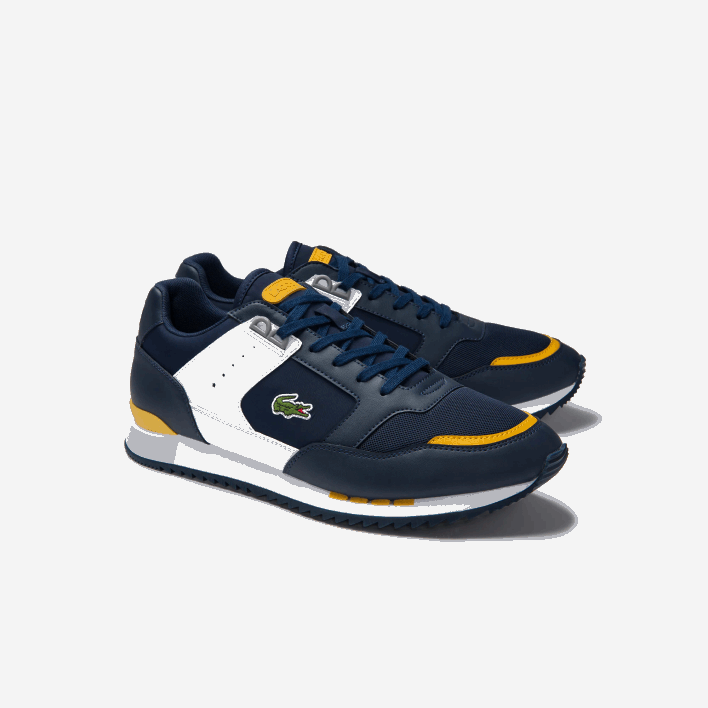 Lacoste Partner Piste Synthetic and Textile Sneakers 646T1721 Navy Yellow 2M3 Men