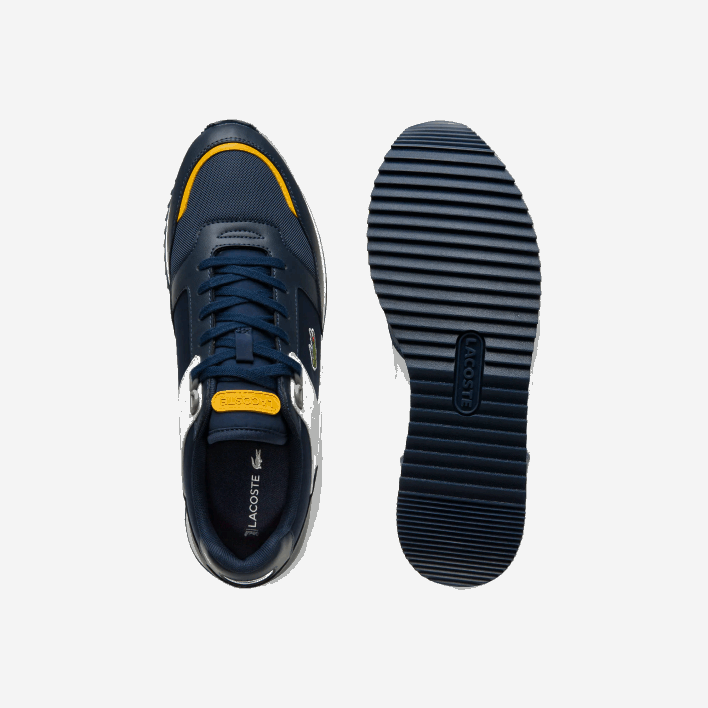 Lacoste Partner Piste Synthetic and Textile Sneakers 646T1721 Navy Yellow 2M3 Men