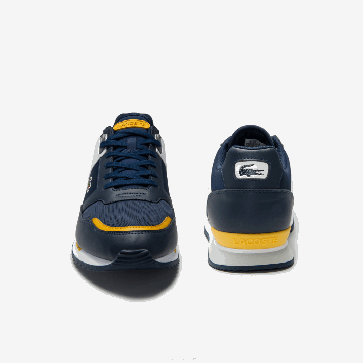 Lacoste Partner Piste Synthetic and Textile Sneakers 646T1721 Navy Yellow 2M3 Men