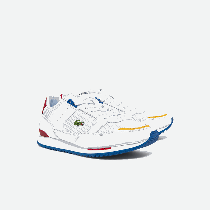 Lacoste Partner Piste Textile and Leather Sneakers 646T1888 White/Blue 080 Men