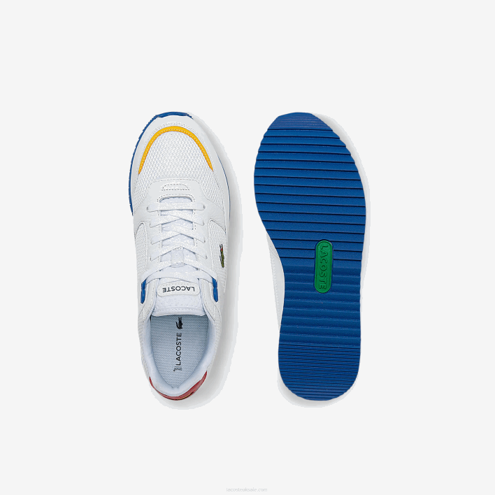 Lacoste Partner Piste Textile and Leather Sneakers 646T1888 White/Blue 080 Men