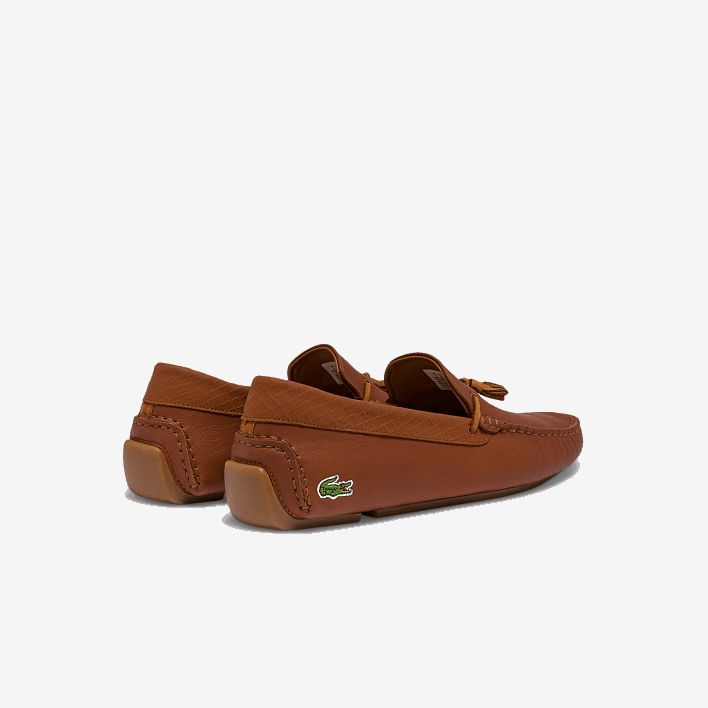 Lacoste Piloter Tassel Leather Debossed Driving Shoes 646T1843 Brown Gum 524 Men