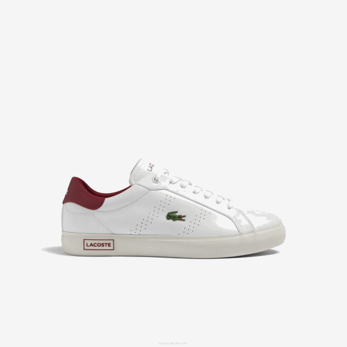 Lacoste Powercourt 2.0 Leather Heel Pop Sneakers 646T1741 White & Red 286 Men