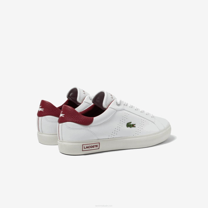 Lacoste Powercourt 2.0 Leather Heel Pop Sneakers 646T1741 White & Red 286 Men