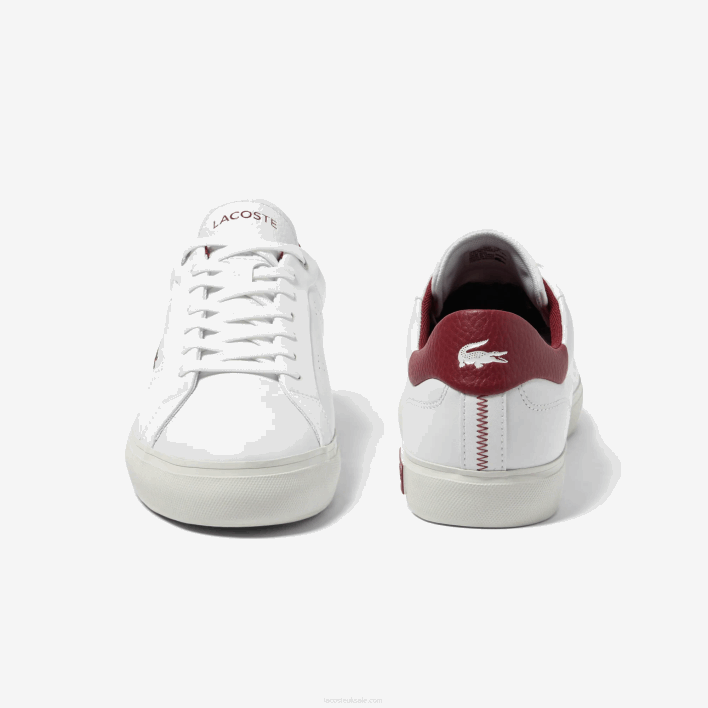 Lacoste Powercourt 2.0 Leather Heel Pop Sneakers 646T1741 White & Red 286 Men