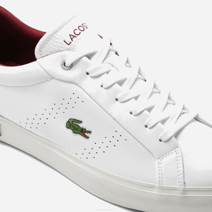 Lacoste Powercourt 2.0 Leather Heel Pop Sneakers 646T1741 White & Red 286 Men