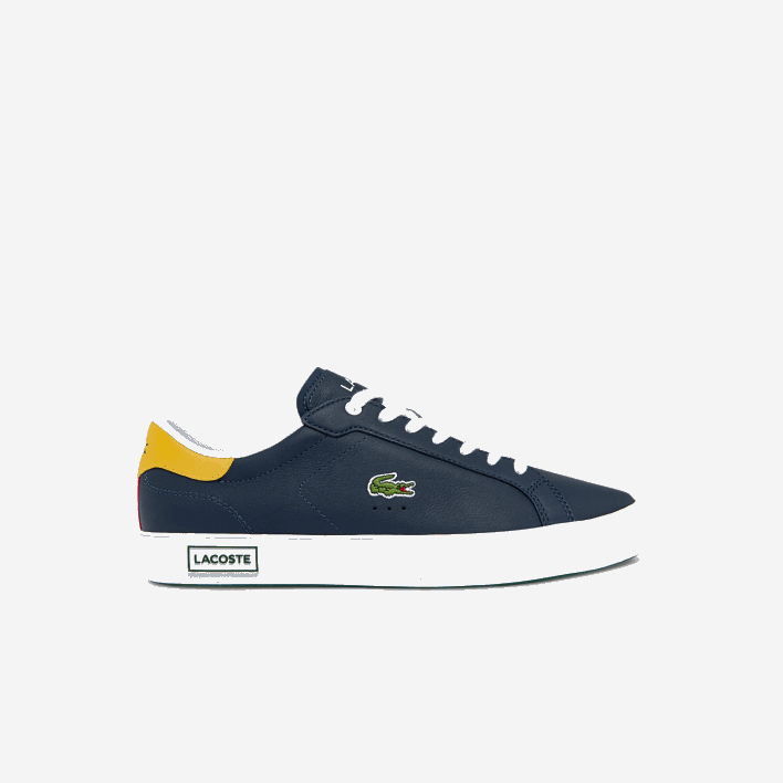 Lacoste Powercourt Leather Accent Sneakers 646T1884 Navy Yellow 2M3 Men