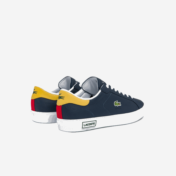 Lacoste Powercourt Leather Accent Sneakers 646T1884 Navy Yellow 2M3 Men