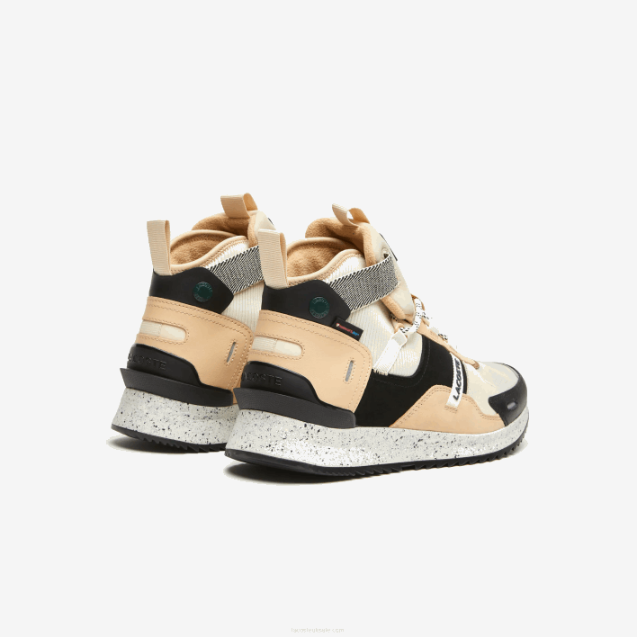 Lacoste Run Breaker Leather Color-Pop Outdoor Shoes 646T1792 Black & Off White 454 Men