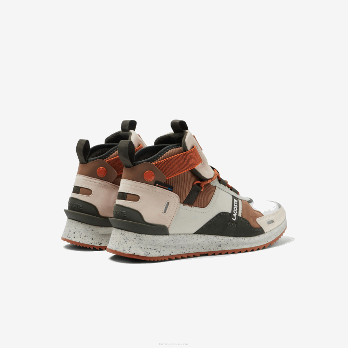 Lacoste Run Breaker Leather Color-Pop Outdoor Shoes 646T1793 Brown White 2C3 Men