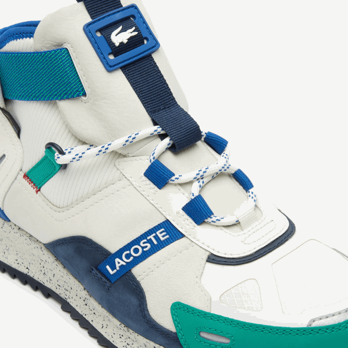 Lacoste Run Breaker Leather and Synthetic Outdoor Shoes 646T1847 White Green WG1 Men