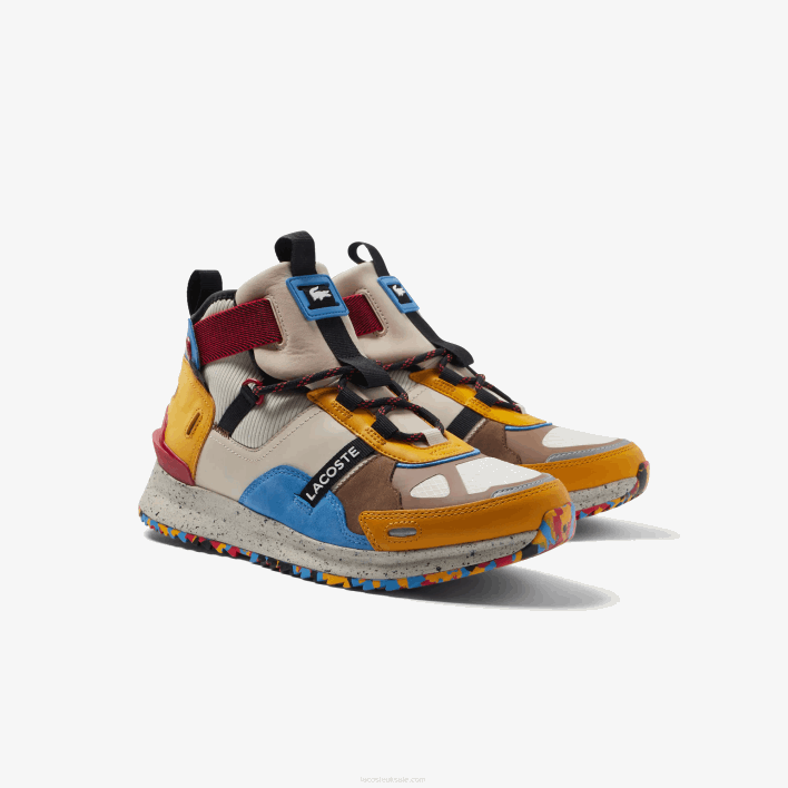 Lacoste Run Breaker Leather and Synthetic Outdoor Shoes 646T1848 Off White & Brown OW8 Men