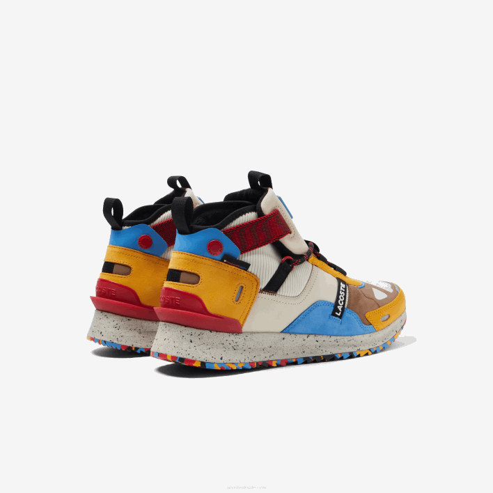 Lacoste Run Breaker Leather and Synthetic Outdoor Shoes 646T1848 Off White & Brown OW8 Men