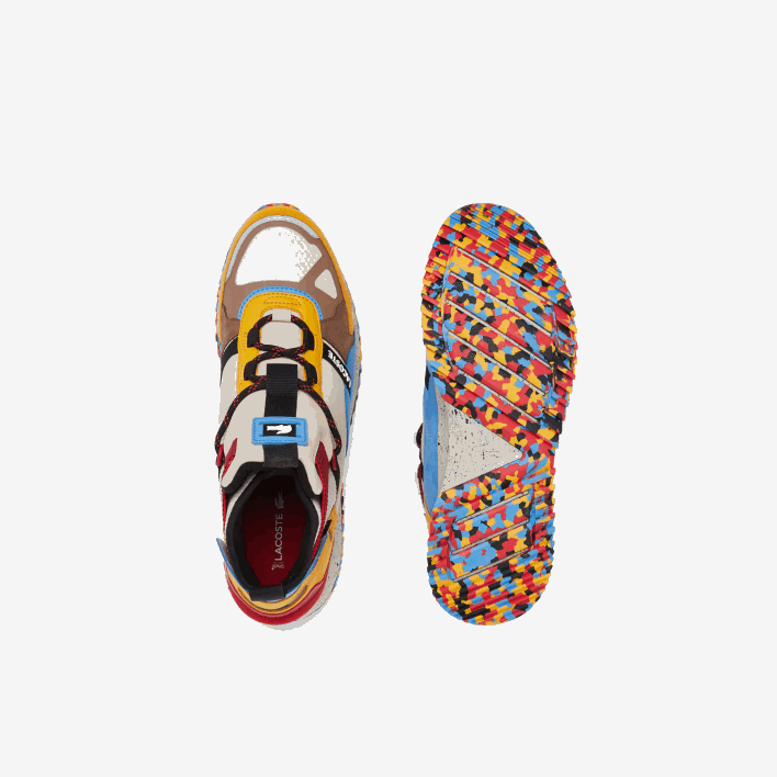 Lacoste Run Breaker Leather and Synthetic Outdoor Shoes 646T1848 Off White & Brown OW8 Men