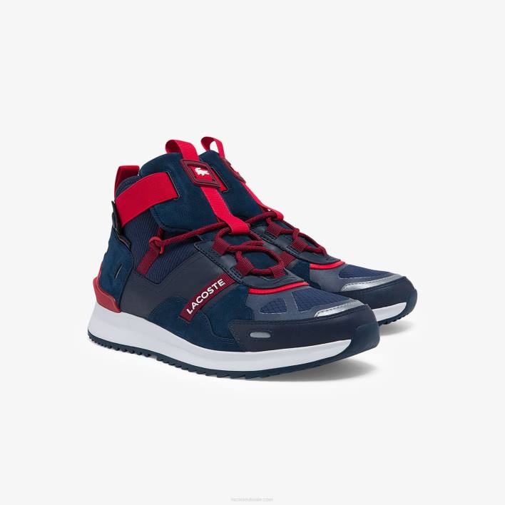 Lacoste Run Breaker Textile and Leather Sneakers 646T1837 Navy Blue & Rouge 144 Men