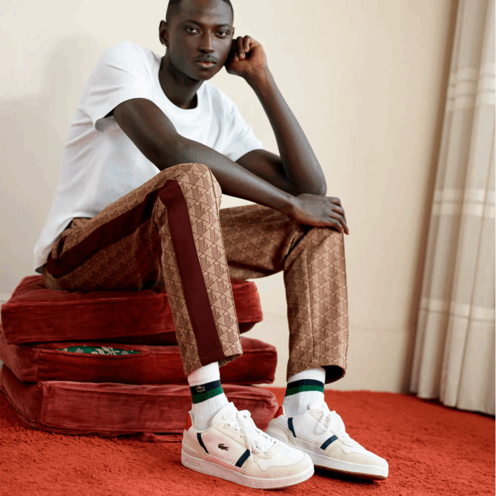 Lacoste T-Clip Tricolor Leather and Suede Sneakers 646T1836 White/Navy & Red 407 Men