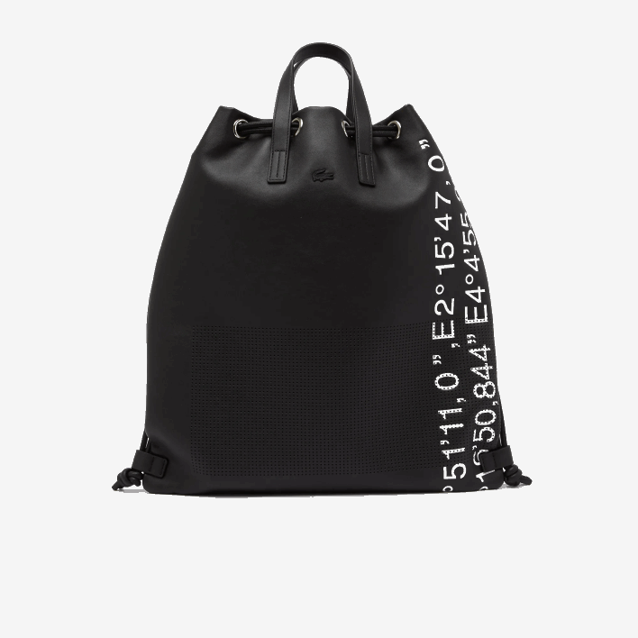 Lacoste Contrast Geographical Coordinate Flat Backpack 646T2105 Noir Blanc 279 Women