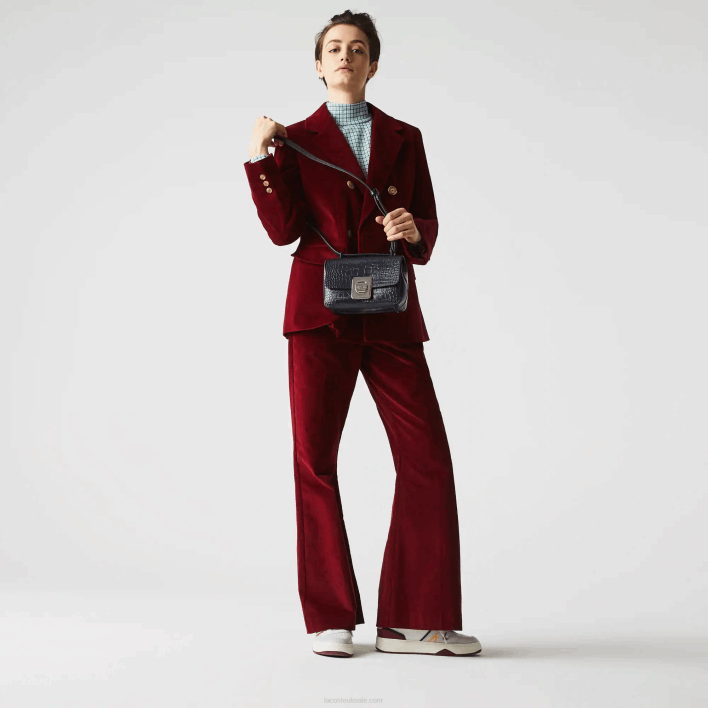 Lacoste Amelia Metal Clasp Embossed Leather Handbag 646T2832 Dark Sapphire B88 Women