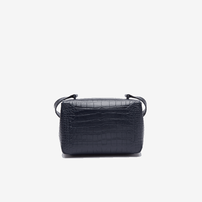 Lacoste Amelia Metal Clasp Embossed Leather Handbag 646T2832 Dark Sapphire B88 Women