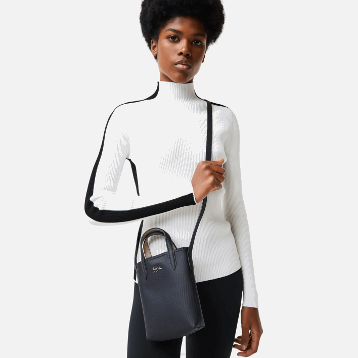 Lacoste Anna Signature Petit Pique Reversible Shoulder Bag 646T2871 Noir Krema A91 Women