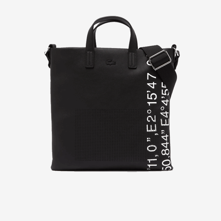 Lacoste Contrast Geographical Coordinate Shopping Bag 646T2829 Noir Blanc 279 Women