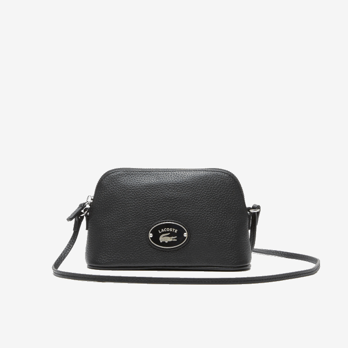 Lacoste Grained Leather Dome Crossover Bag 646T2864 Black 000 Women