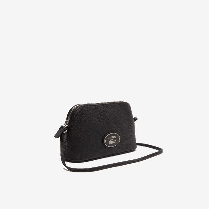 Lacoste Grained Leather Dome Crossover Bag 646T2864 Black 000 Women
