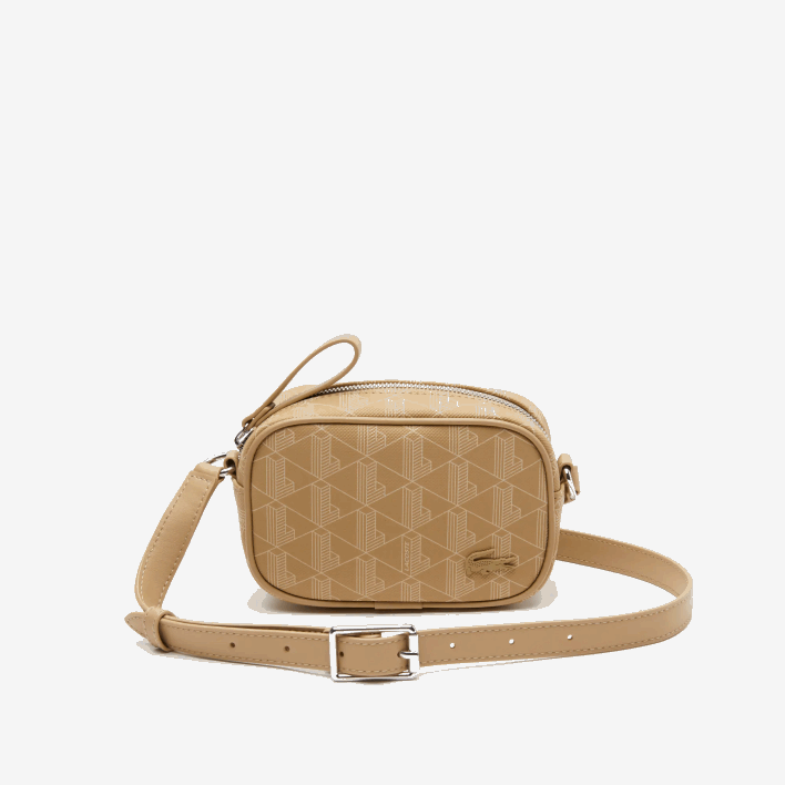 Lacoste Small Monogram Print Cross Body Bag 646T2794 Viennois Beige L01 Women