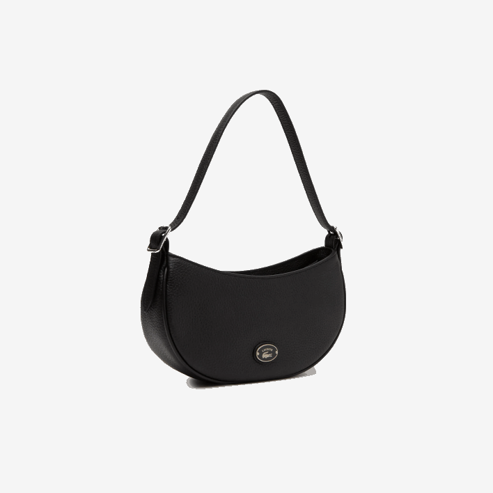 Lacoste Top Grain Leather Halfmoon Bag 646T2791 Black 000 Women