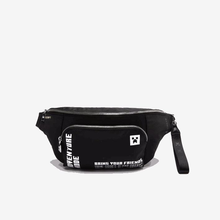 Lacoste x Minecraft Zippered Lightweight Nylon Waist Bag 646T2849 Minecraft Noir Blanc K00 Women