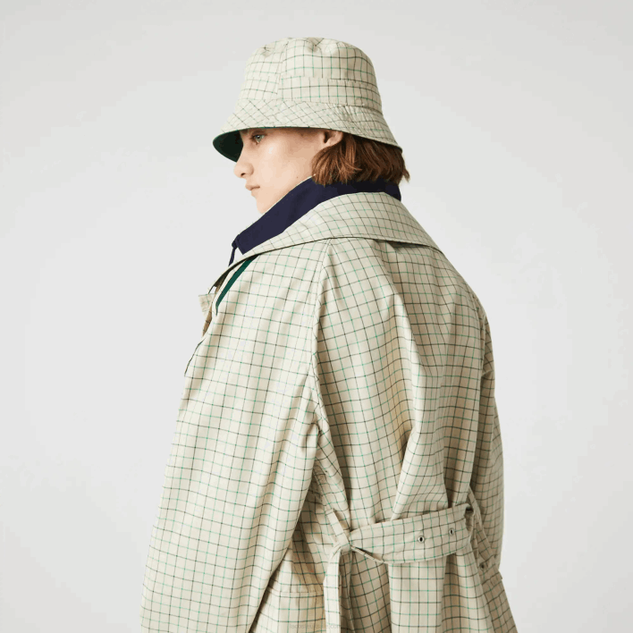 Lacoste Heritage Reversible Solid Or Check Bucket 646T2929 Beige Green EPP Women